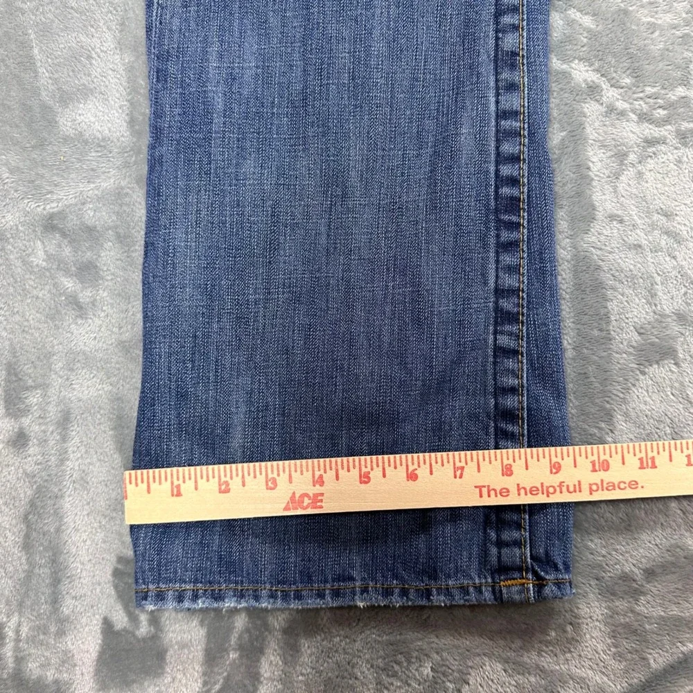True Religion Billy Bootcut Jeans Mens 33 Blue Leather Horseshoe Made in USA
